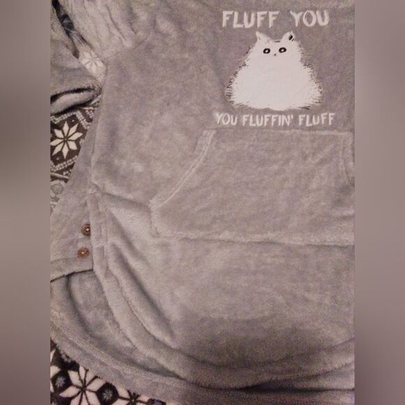 Brand New Cute Cat Print Thermal Hoodie with Kangaroo Pocket - Size M - Picture 2 of 5